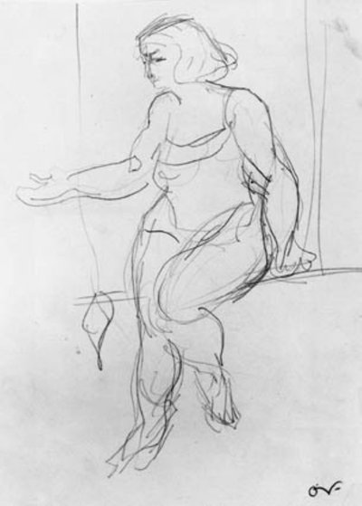 Kvinnelig akrobat, sittende i trapes. av Emile Othon Friesz