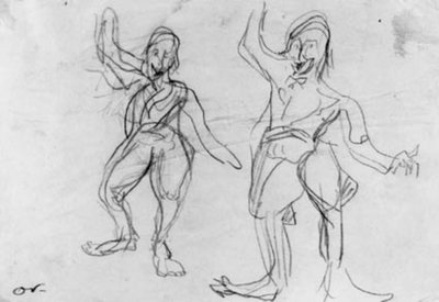 To skisser av en dansende klovn, Gork. av Emile Othon Friesz