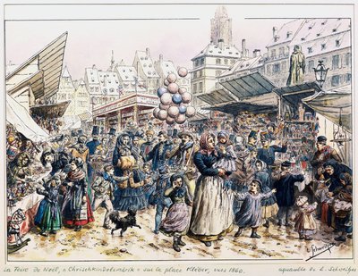 Julemarked på Place Kleber i Strasbourg av Emile Schweitzer