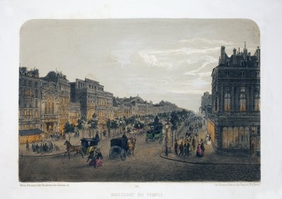Boulevard du Temple, Paris. Lithography watercolour, illustration by E.de la Tramblaiz, in “Album, souvenirs de Paris””, Daziaro editor, Paris   1407518   no       norwegian Successfully Translated  Original: Waterval in het Bantimurung-gebergte Waterval i av Emile de la Tramblais