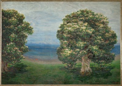 Grosses Landschaftsbild - Stort landskapsmaleri (olje på lerret) av Emilie Mediz-Pelikan