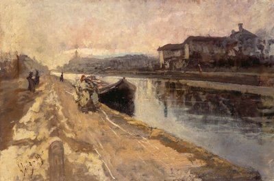 Vanlige langs Naviglio-kanalen av Emilio Gola