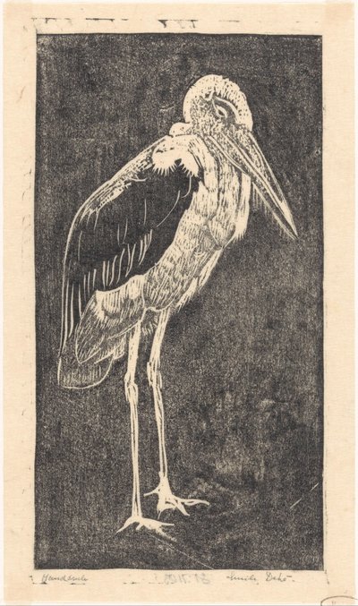 Marabou av Emilius Wilhelmus Dehé (signed by artist)