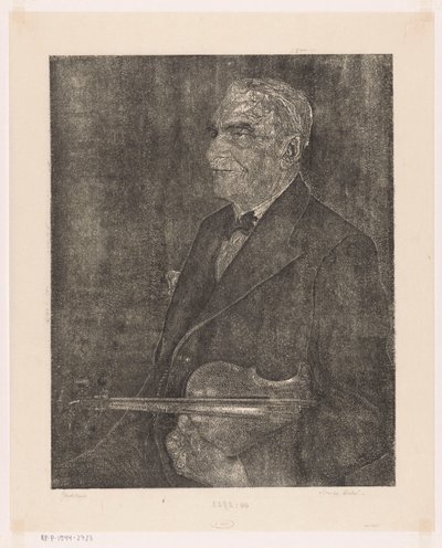 Portrett av kunstnerens far med fiolin av Emilius Wilhelmus Dehé (signed by artist)