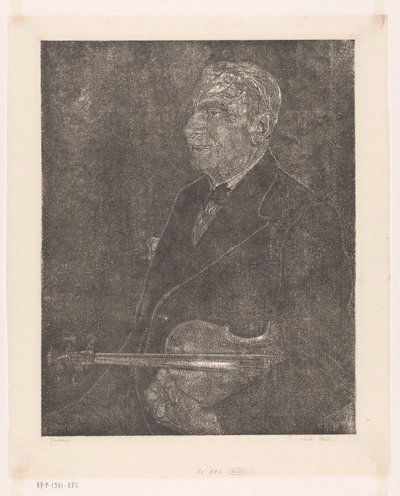 Portrett av kunstnerens far med fiolin av Emilius Wilhelmus Dehé (signed by artist)