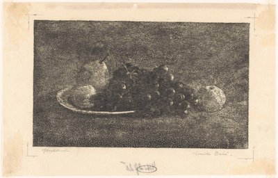 Skål med druer og annen frukt av Emilius Wilhelmus Dehé (signed by artist)