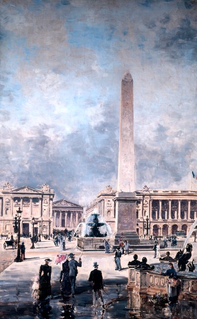 Obelisk av Luxor og Place de la Concorde, 1891. av Emmanuel Lansyer