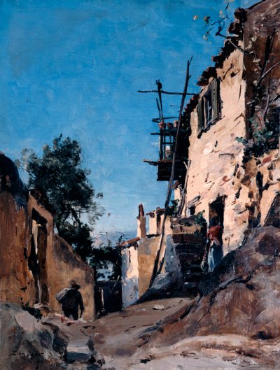 Gamlebyen under kirkegården, Menton, 1890 av Emmanuel Lansyer