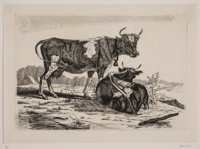 To kyr i et landskap av Emmerik Høegh Guldberg