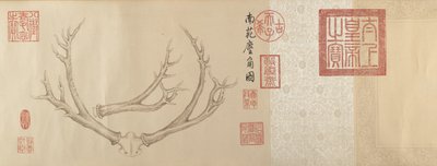 To malerier av hjortevilt, datert 1762 og 1767. av Emperor Qianlong