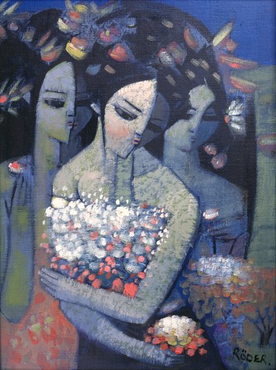 Bukett med blomster (olje på lerret) av Endre Roder