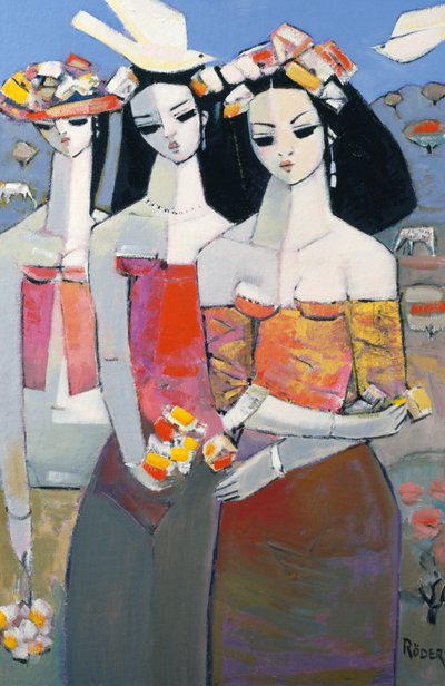 Two White Birds, 2007 (olje på lerretstavle) av Endre Roder