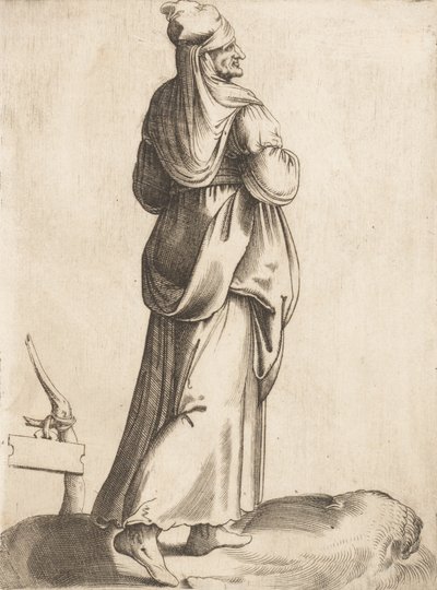 Kostymeplate: Bondekvinne fra Spania, ca. 1555-58. av Enea Vico
