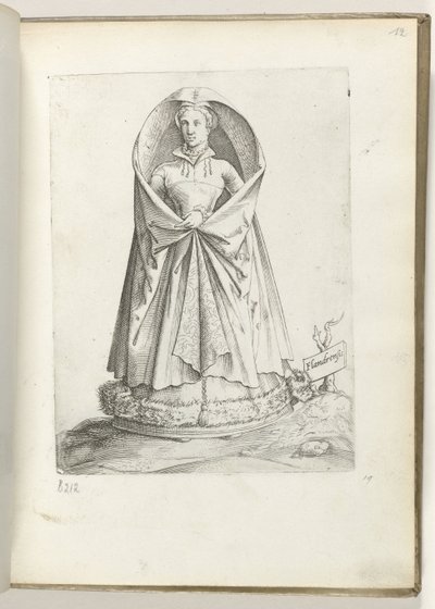 Flandern (tittel på objekt) En kvinne fra Vlaanderen, kledd i henhold til modus fra ca. 1550 Holdningene til forskjellige nasjoner i vår tidsalder (serietittel) av Enea Vico