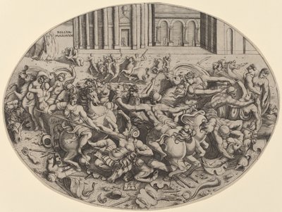 Slaget om amasonene [recto] av Enea Vico