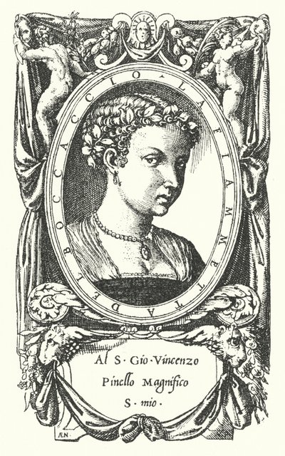 The Lady Fiammetta, emne for Giovanni Boccaccios roman Elegy av Madonna Fiammetta av Enea Vico