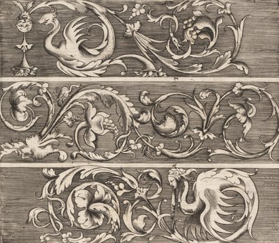 Tre friser med dekorativt løvverk, ca. 1541-43. av Enea Vico