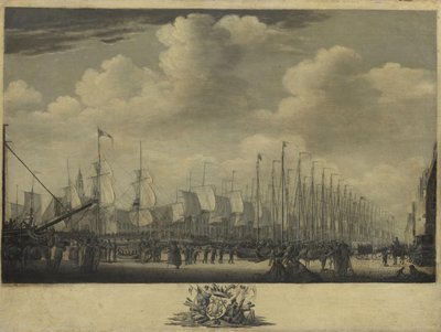 Mønstring av flåten i havnen i Vlissingen, 1804 av Engel Hoogerheyden