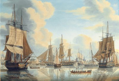 Den bataviske flåten under viseadmiral Carel Hendrik Verhuell ved Flushing av Engel Hoogerheyden