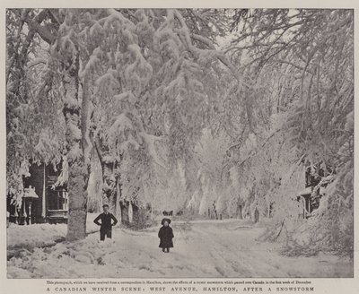 En kanadisk vinterscene, West Avenue, Hamilton, etter en snøstorm av English Photographer
