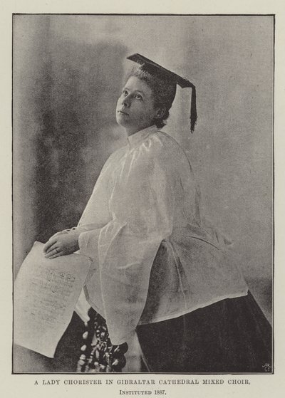 A Lady Chorister i Gibraltar Cathedral Mixed Choir, innstiftet 1887 av English Photographer
