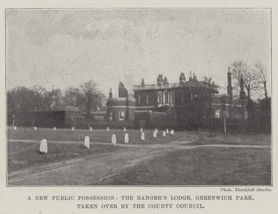 En ny offentlig besittelse, Rangers Lodge, Greenwich Park, overtatt av fylkeskommunen av English Photographer