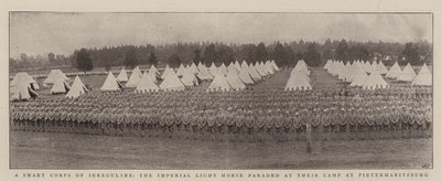 Imperial Light Horse, et smart korps av irregulære, paraderte på leiren deres i Pietermaritzburg av English Photographer