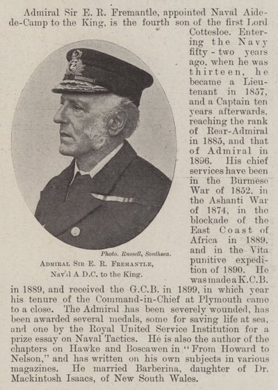 Admiral Sir E R Fremantle, Naval ADC til kongen av English Photographer