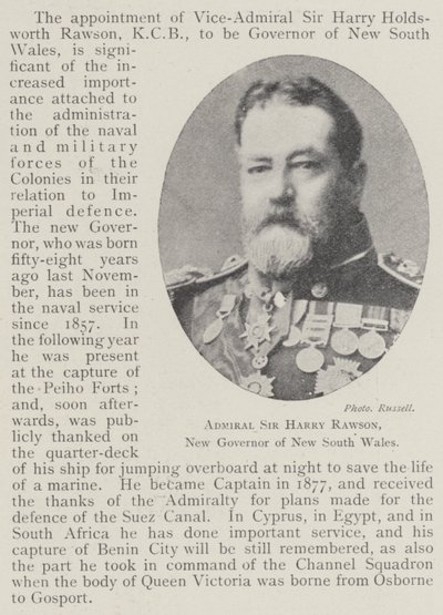 Admiral Sir Harry Rawson, ny guvernør i New South Wales av English Photographer