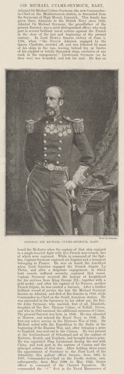 Admiral Sir Michael Culme-Seymour, Baronet av English Photographer