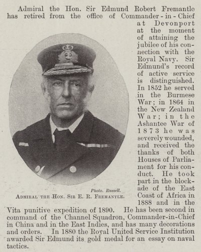 Admiral den ærede Sir E R Fremantle av English Photographer