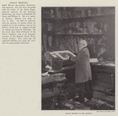 Adolf Menzel i sitt studio av English Photographer