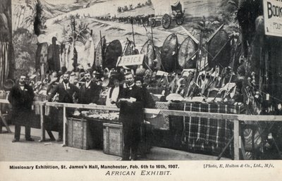 Afrikansk utstilling, misjonsutstilling, St James's Hall, Manchester, 6. til 16. februar 1907 (s/hvitt-bilde) av English Photographer