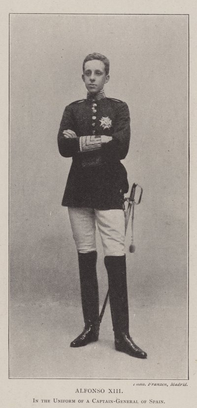 Alfonso XIII, i uniformen til en generalkaptein i Spania av English Photographer