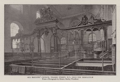 All Hallows Church, Thames Street, EC, solgt for riving av English Photographer