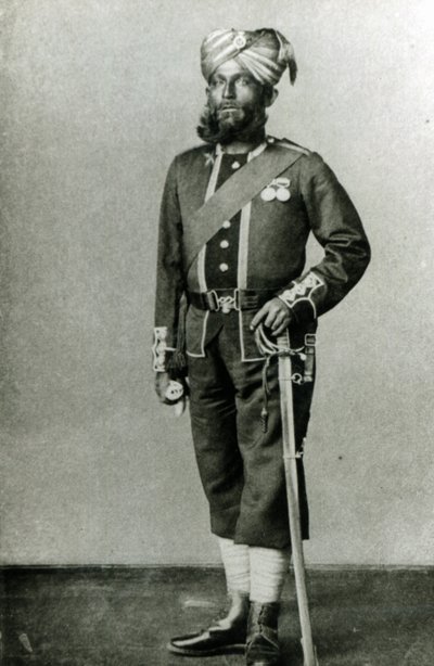 Bengal infanterist, ca. 1900 (s/hvitt-bilde) av English Photographer