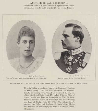 Forlovelse av storhertugen av Hessen og prinsesse Victoria av Edinburgh av English Photographer
