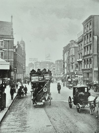Bishopsgate: nord fra Liverpool Street, London, 1890 av English Photographer