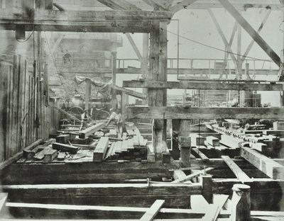Blackfriars Bridge: byggearbeid pågår, 1869 av English Photographer