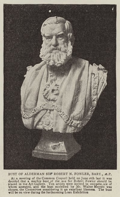 Byste av rådmann Sir Robert N Fowler, Baronet, MP av English Photographer