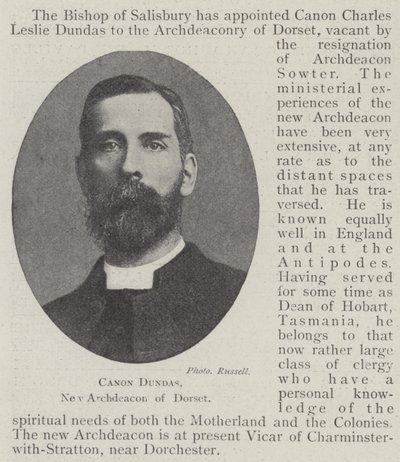 Canon Dundas, ny erkediakon av Dorset av English Photographer