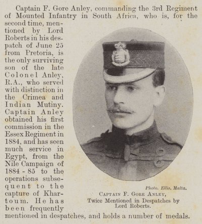 Kaptein F Gore Anley, to ganger nevnt i Despatches av Lord Roberts av English Photographer