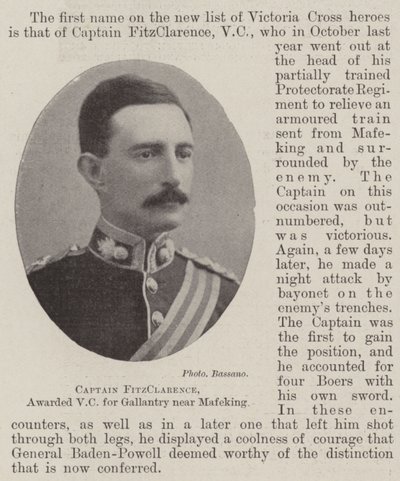 Kaptein FitzClarence, tildelt VC for tapperhet nær Mafeking av English Photographer