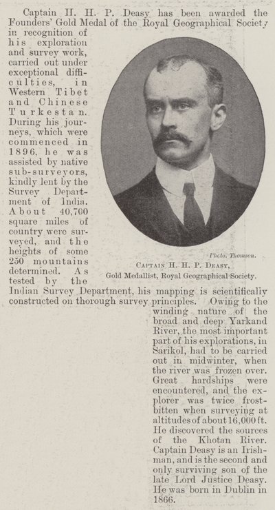 Kaptein H H P Deasy, gullmedaljevinner, Royal Geographical Society av English Photographer