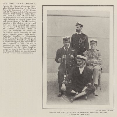 Kaptein Sir Edward Chichester, hovedtransportoffiser og stab i Cape Town av English Photographer