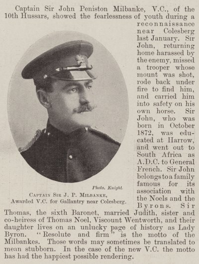 Kaptein Sir JP Milbanke, tildelt VC for gallanteri nær Colesberg av English Photographer