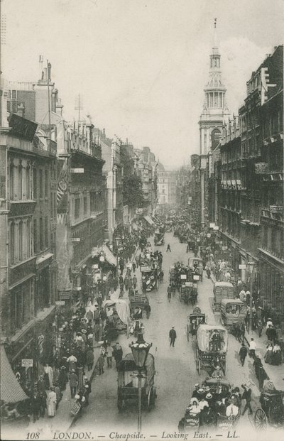 Cheapside ser øst, London av English Photographer