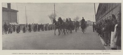 Kinas representant ved kroningen, prins Tsai Chen, eskortert av Royal Horse Artillery, forlater Shanghai av English Photographer