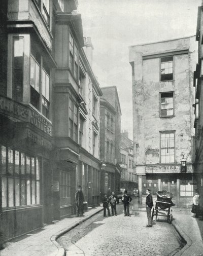 Cloth Fair, en sjarmerende bit av gamle London (s/hvitt bilde) av English Photographer