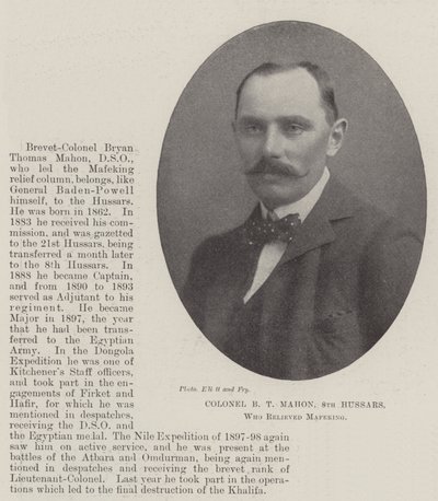 Oberst B T Mahon, 8. husarer, som avløste Mafeking av English Photographer